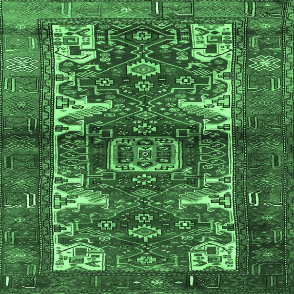 Ahgly Company Indoor Square Persian Emerald Green Traditional Area Rugs, 3' Square