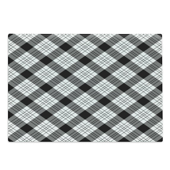 Stripe Cutting Board, Diagonal Design Geometry Inspired Motif with Hatched Polygons and Shapes, Decorative Tempered Glass Cutting and Serving Board, in 3 Sizes, by Ambesonne