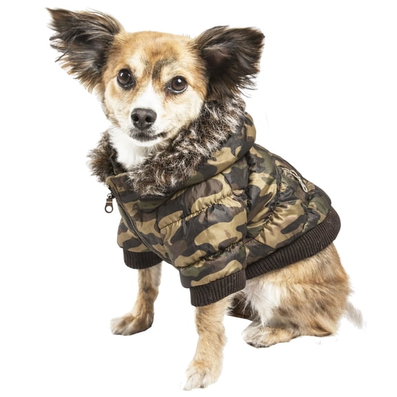 Pet Life ® Classic Metallic Fashion 3M Insulated Dog Coat Parka w/ Removable Hood