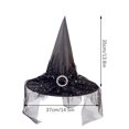 thumbnail image 3 of Hwkond Halloween Wizard Hat Halloween Witch Hat Vintage Cap Costume Accessories for Party Halloween Carnival Lace Decoration,Black, 3 of 4