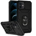 thumbnail image 1 of iPhone 12 / 12 Pro Kickstand Armor Case with Slide Camera Lens Protection Cover Built-in 360° Rotate Ring Holder Stand Magnetic Military Shockproof Phone Cover Case for iPhone 12 / 12 Pro,
Black, 1 of 8