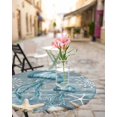 thumbnail image 6 of Marine Jellyfish Starfish Coral Fitted Round Tablecloths Elastic Edged Table Covers 55"-60",Retro Underwater Life Shell Waterproof Dining Room Kitchen Table Cloth for Holiday Party Tables Decor, 6 of 8