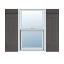 Ekena Millwork 14"W x 25"H Lifetime Vinyl, TailorMade Four Board Joined (2 Batten), Board-n-Batten Shutters, w/Shutter-Loks (Per Pair), Tuxedo Grey