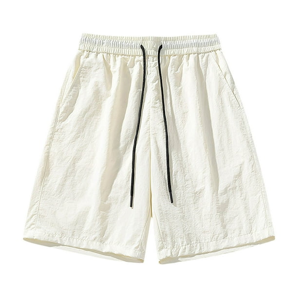 pstuiky Pantalones cortos para hombre, Pantalones cortos de verano para hombre, informales y cómodos, con bolsillo y cintura elástica y cordón ajustable. Pantalones cortos de entrenamiento