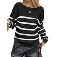 thumbnail image 1 of Suéter Corto de Cuello Redondo para Mujer, Larga, Tejido Grueso, Estilo Jersey, Ideal para Otoño y Negro M, 1 of 7