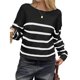 thumbnail image 1 of Suéter Corto de Cuello Redondo para Mujer, Larga, Tejido Grueso, Estilo Jersey, Ideal para Otoño y Negro S, 1 of 7
