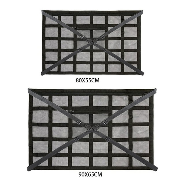 Ruiboury Filet de Cargaison pour Plafond de Voiture, Fermeture Éclair de Remplacement, Robuste, pour Bouteille d'Eau, Couverture, Rangement, Organisation, Maille, Accessoires 80x55 cm