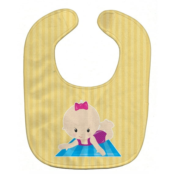 Caroline's Treasures Baby Bib, Beach Baby Girl, Tan Stripe