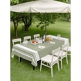 thumbnail image 4 of Outdoor Tablecloth with Umbrella Hole for Patio/Picnic/Party/Camping, Farmhouse Sage Green Waterproof Table Cloth Rectangle Table Cover Washable, Aesthetic Modern Line Striped (54"x 80"), 4 of 9