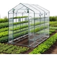 thumbnail image 5 of Heavy Duty Walk-In Greenhouse Kit 85"x56"x77" – Transparent Weatherproof PE Cover with 8 Shelves & Mesh Windows, Portable Indoor Outdoor Plant Greenhouse for Gardening, Seed Starting, Backyard, 5 of 8