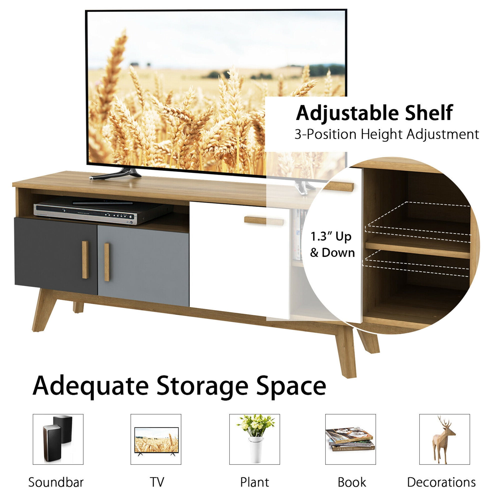 Gymax TV Stand up to 65'' Center Console w/ ups up ta 36", Shelf