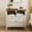 Rustic White and Honey Brown, variant on Joyyskill Farmhouse End Table with 2 Drawers Set of 2, Wooden Nightstand with Open Storage Cable Hole Freestanding Wide Bedside Table for Bedroom Living Room Sofa, Natural Oak