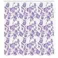 thumbnail image 3 of Floral Shower Curtain, Thriving Seasonal Plants with Randomly Distributed Lilac Posies Abstract Style, Fabric Bathroom Set with Hooks, 69W X 84L Inches Extra Long, Violet and White, by Ambesonne, 3 of 3