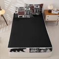 thumbnail image 4 of Erosebridal Country Forest Pattern Zipper Twin Comforter Sets with Fitted Sheet and 2 Pillowcases,Wild Animal Silhouette Print Zipper Bedding Set,Burgundy Red Grey White,Black Reversible, 4 of 6