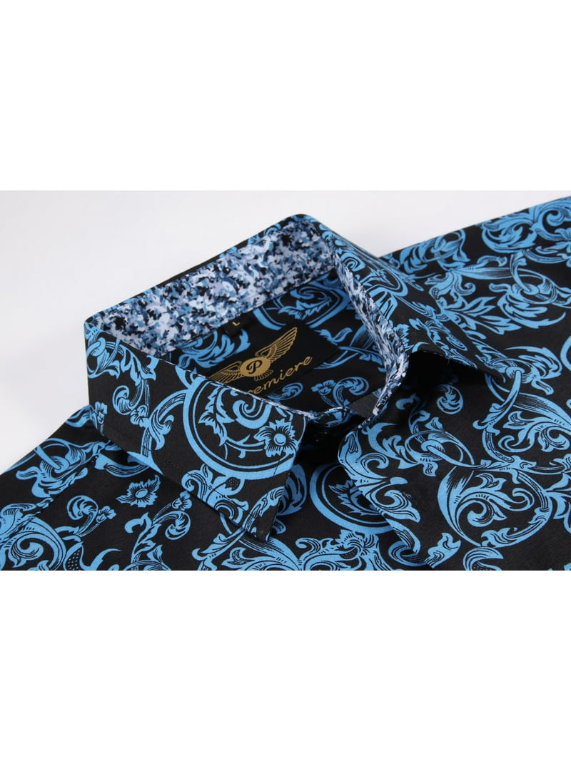 black paisley dress shirt Black Paisley Luxury Fashion Design Men's Long Sleeve Casual Shirt Regular-Fit Style No: 2426 XL / Black main image 0