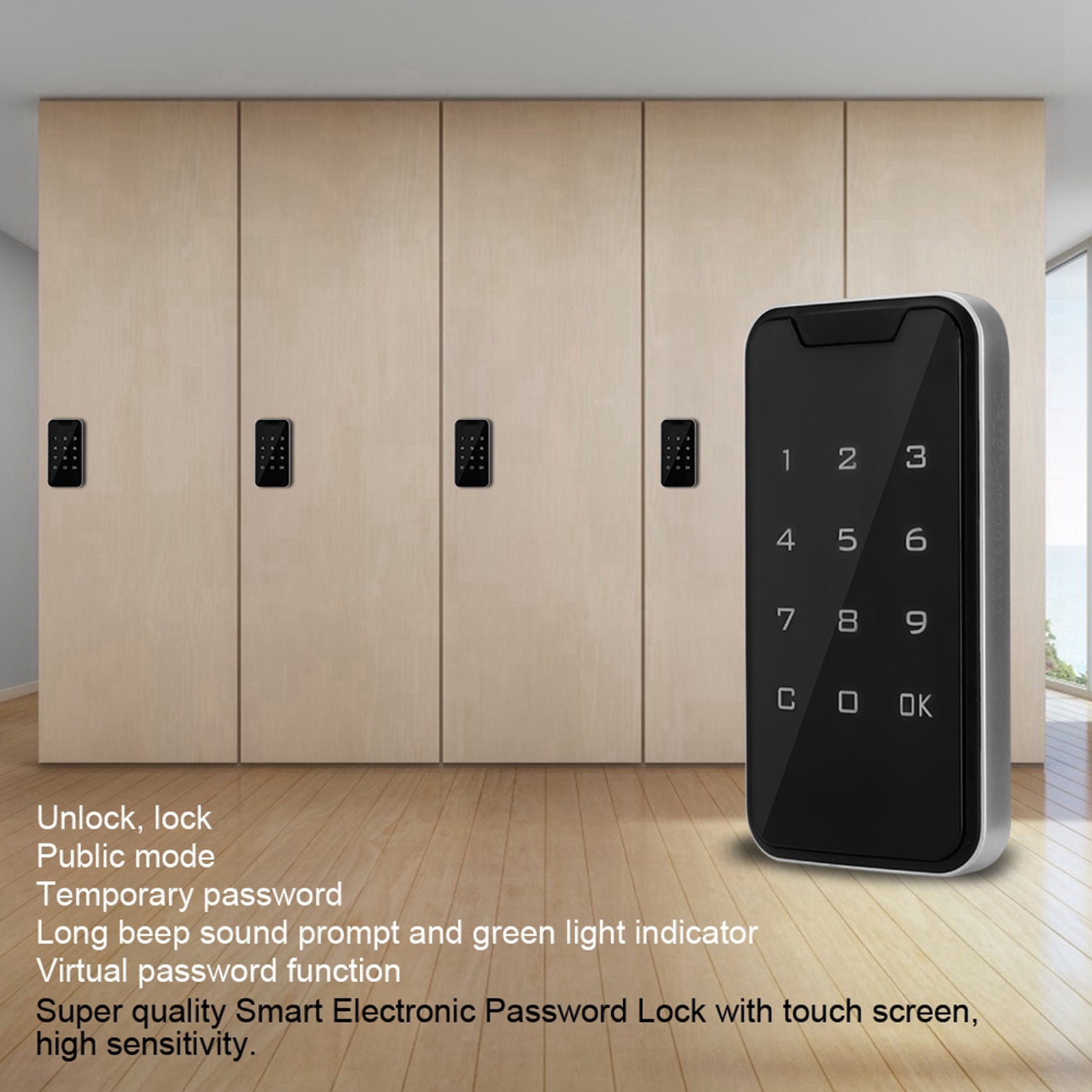 Yajisi Smart Electronic Password Touch Screen Cabinet Drawer Lock for Gym Sauna Fitness, Keyless Security System