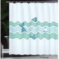 thumbnail image 4 of Ambesonne Teal Shower Curtain, Ocean Waves Fishing Art, 69"Wx84"L, Pale Blue, 4 of 5