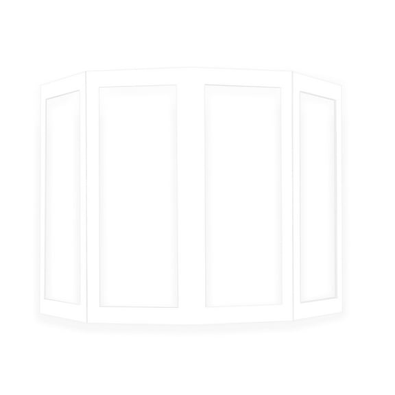 Portable Folding Rigid .25" Honeycomb Corrugate Partition with 4 CLEAR panels - White/White 48L" x 24W" x 58H" with four 18L" x 50H" PET CLEAR windows