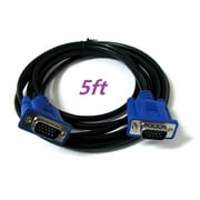 CableVantage New 5ft 15 PIN Blue VGA 100ft VGA Monitor M/M Male To Male Cable CORD FOR Monitor PC TV 5 ft Blue