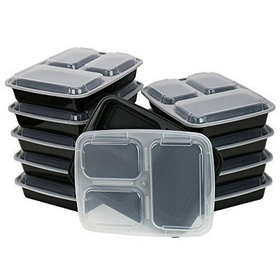 Heim Concept Premium Meal Prep Food Containers w/ Lid 3 Compartment, 10-pack