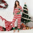 thumbnail image 2 of Yesfashion Christmas Pajama Set V Neck Holiday Pajamas Button Down Long Sleeve Christmas Pajamas 2 Piece PJ Set, 2 of 5