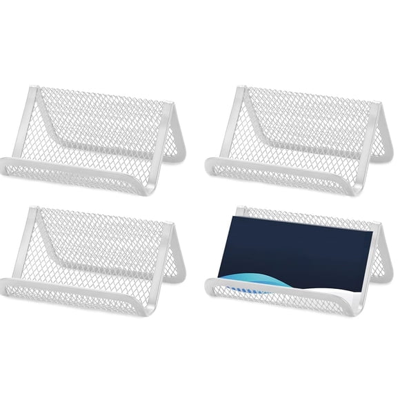4Pcs Business Card Holders Metal Desk Business Card Holder Card Organizer, Mesh Business Card Display Holder