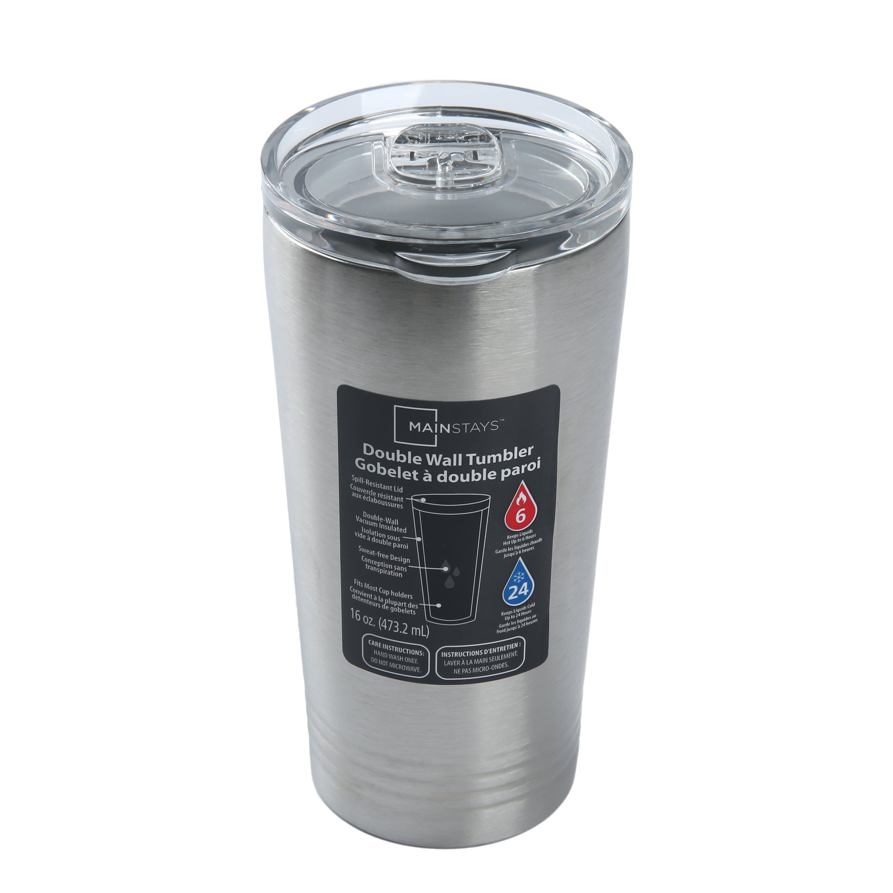 Gobelet à double paroi en acier inoxydable Mainstays de 473 ml