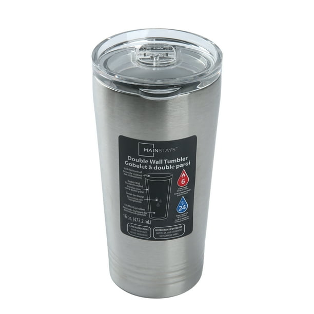 Mainstays Stainless Steel Double Wall 16oz Tumbler, Volume