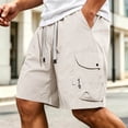 thumbnail image 2 of Riecok Men Cargo Shorts with Pockets Elastic Waist Drawstring Quick Dry Workout Shorts Solid Summer Hiking Clothes, 2 of 9