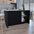 thumbnail image 6 of Juniper Kitchen Island With Large Top Surface, Double Door Cabinet, And Open Shelves Black Ibiza Marble Black Ivory Dining Room Modern Rectangular Stationary Kitchen Islands Particle Board Medium 40, 6 of 8