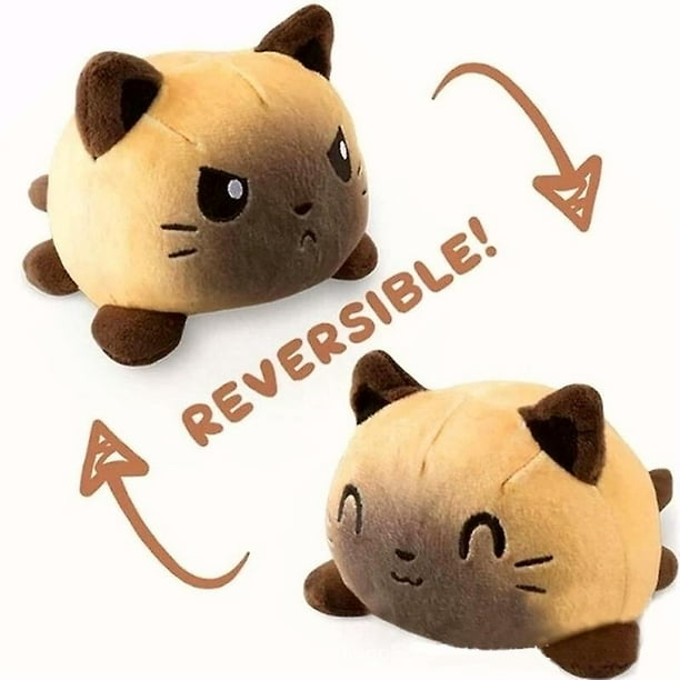 Reversible Cat Plushie Stuffed Animal Reversible Mood Plush Toys