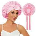 thumbnail image 4 of Mightlink Women Nightcap Satin with Tie Bands Bathing Makeup Exercise Hat Sleeping Bonnet Shower Cap Adjustable Elastic Hair Protection, 4 of 8