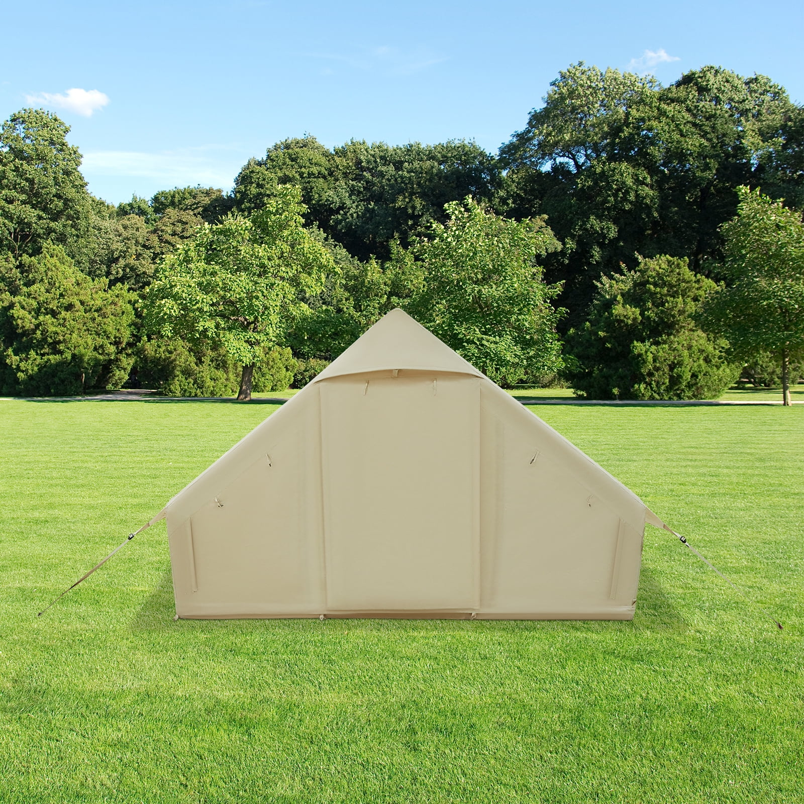 ToppiJoy Outdoor Portable Inflatable Camping Tent for 3-4 Persons Glamping Tents Easy Set up Waterproof Beige Canvas for Outdoor Camping