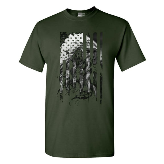 Native American Flag Patriotic Support DT Adult T-Shirt Tee