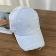 thumbnail image 3 of Eoperou Sun Protection Extended Brim Adjustable Bucket Baseball Cap Distressed Ripped Hole Unisex Hat Fashion Accessories, 3 of 8