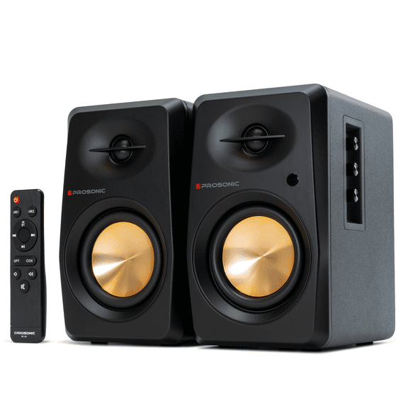 Prosonic BT30 Active Powered Wireless Bluetooth Bookshelf Speakers for for Home, Studio, Turntable, Etc. 80 Watt (Black)