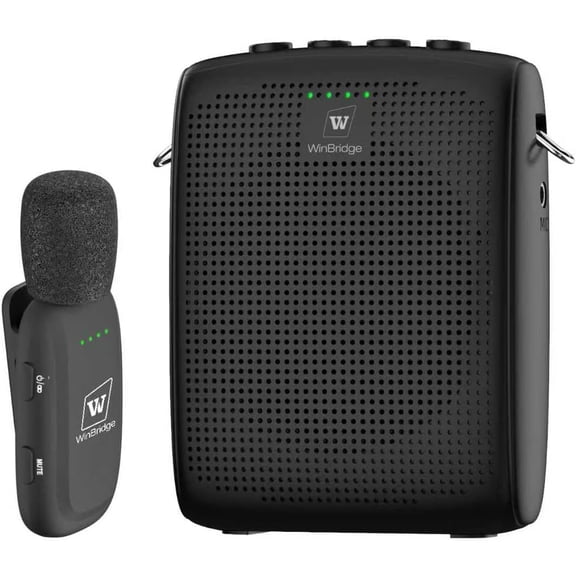 HW HAOWORKS Wireless Voice Amplifier for Teachers - Lapel Mic System Saves Your Voice | 15W Portable PA System with Bluetooth, 12H  Battery, Auto-Pairing | No Headset, Ultra-Light 18.3g Clip Mic W005