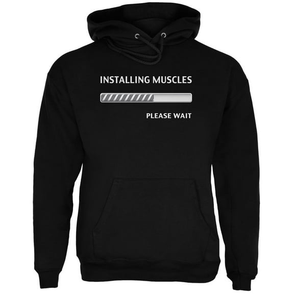 Installing Muscles Black Adult Hoodie - Medium