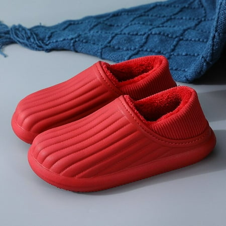 

CoCopeanut Winter Waterproof Couple Women Men Cotton Slippers Warm Plush Non-Slip Outdoor Cozy Home Thick Flat Sole Ladies Fur Boots Shoes