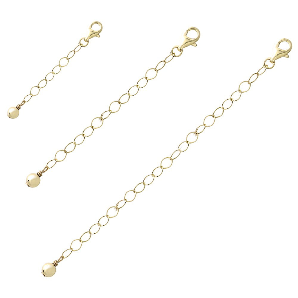 ALEXCRAFT 14K Gold Necklace Extender 925 Sterling Silver Necklace Bracelet  Ankle Extenders Chain Extension for Jewelry Making（2 3 4 inch）