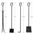 thumbnail image 4 of Amagabeli 5 Pieces Fireplace Tools Indoor Outdoor Large Wrought Iron Firewood Toolset with Decor Holder Black Fireset Pit Stand Fire Place Log Tongs Tools Kit Sets with Handles Wood Stove Ac, 4 of 9