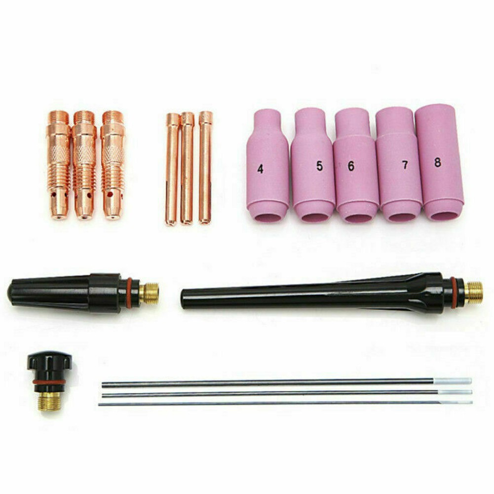 Kit De 49 Accessoires Pour Torche De Soudure TIG - Lentilles à Gaz, Buses Alumine, Coupelles, Pinces - Compatible WP-17, WP-18, WP-26