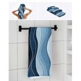 thumbnail image 6 of Abstract Blue Moire Towel Set of 3, Soft Microfiber Bath Towels, Hand Towel, Washcloths, Gradient Coastal Ocean Geometric Waves Quick-Dry Absorbent Towels for Bathroom Kitchen Hotel Beach Gym Spa, 6 of 7
