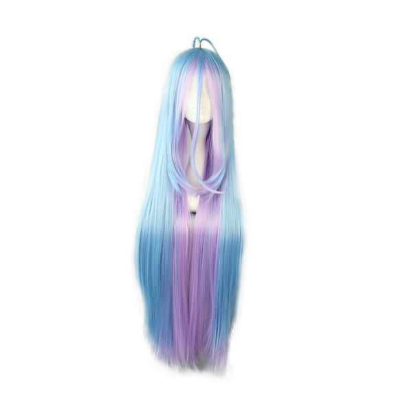 Unique Bargains Wigs for Women 41" Blue Pink Wigs with Wig Cap