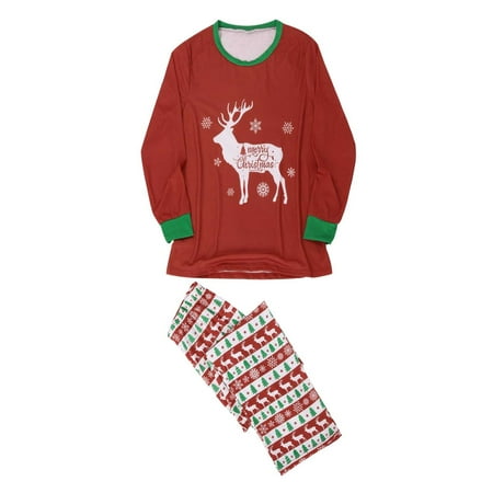 

AnuirheiH Xmas Pjs Set Women Mommy Printed Top+Pants Family Matching Pajamas Set 4-6$ off 2nd