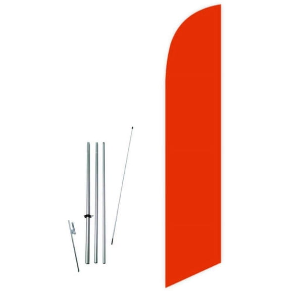 Cobb Promo Solid Orange Color Advertising Decorative Feather Flag with Complete 15ft Pole kit and Ground Spike