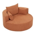thumbnail image 3 of Chenille Swivel Accent Barrel Chair with 3 Removable Pillows (Orange), 3 of 13