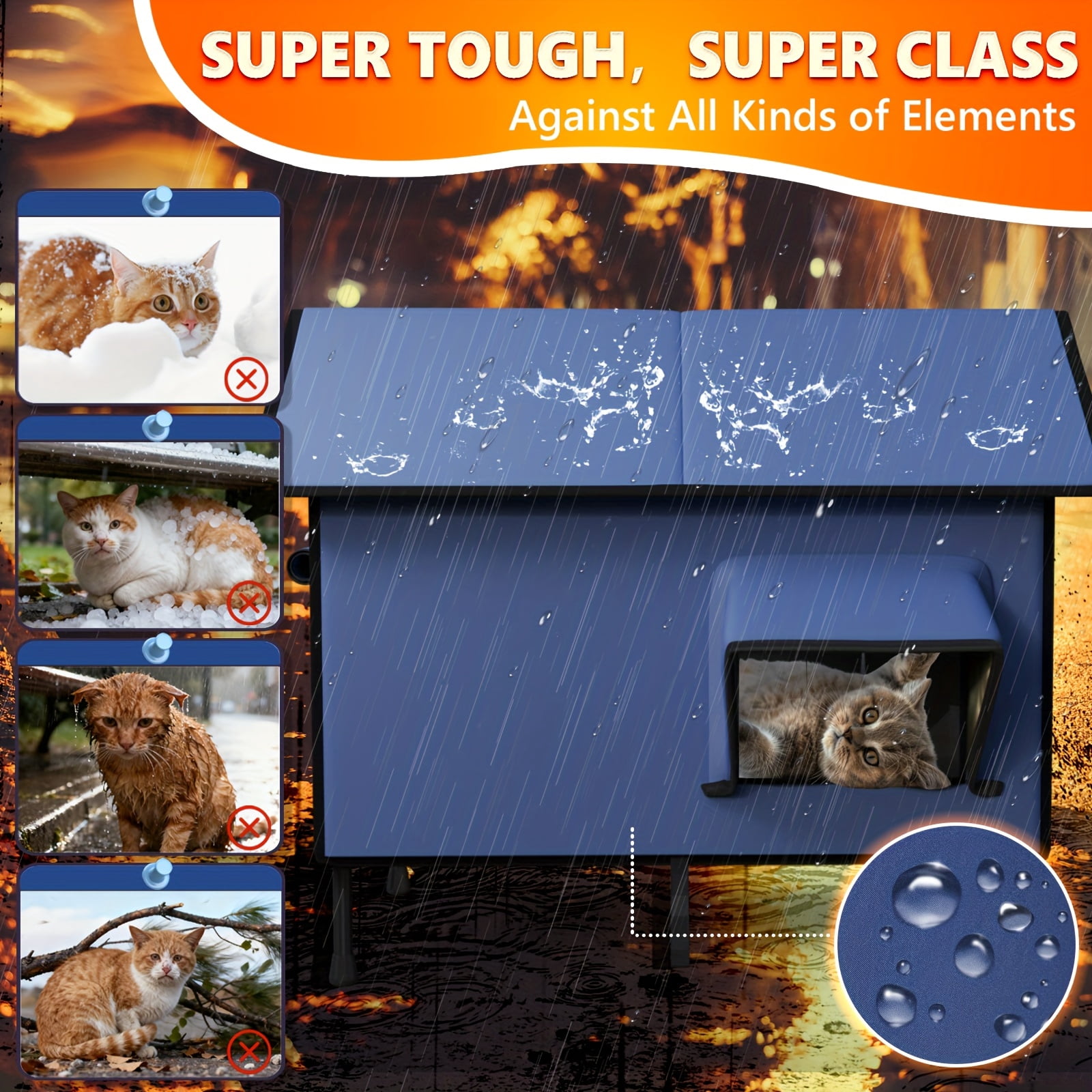 EVERBETTER-Heated Outdoor Cat House with Detachable Heating Pad, All-Weather Proof & Insulated Shelter, Spacious Interior, 2 Doors for Safe Refuge of Feral, Stray, and Barn Cats in Winter