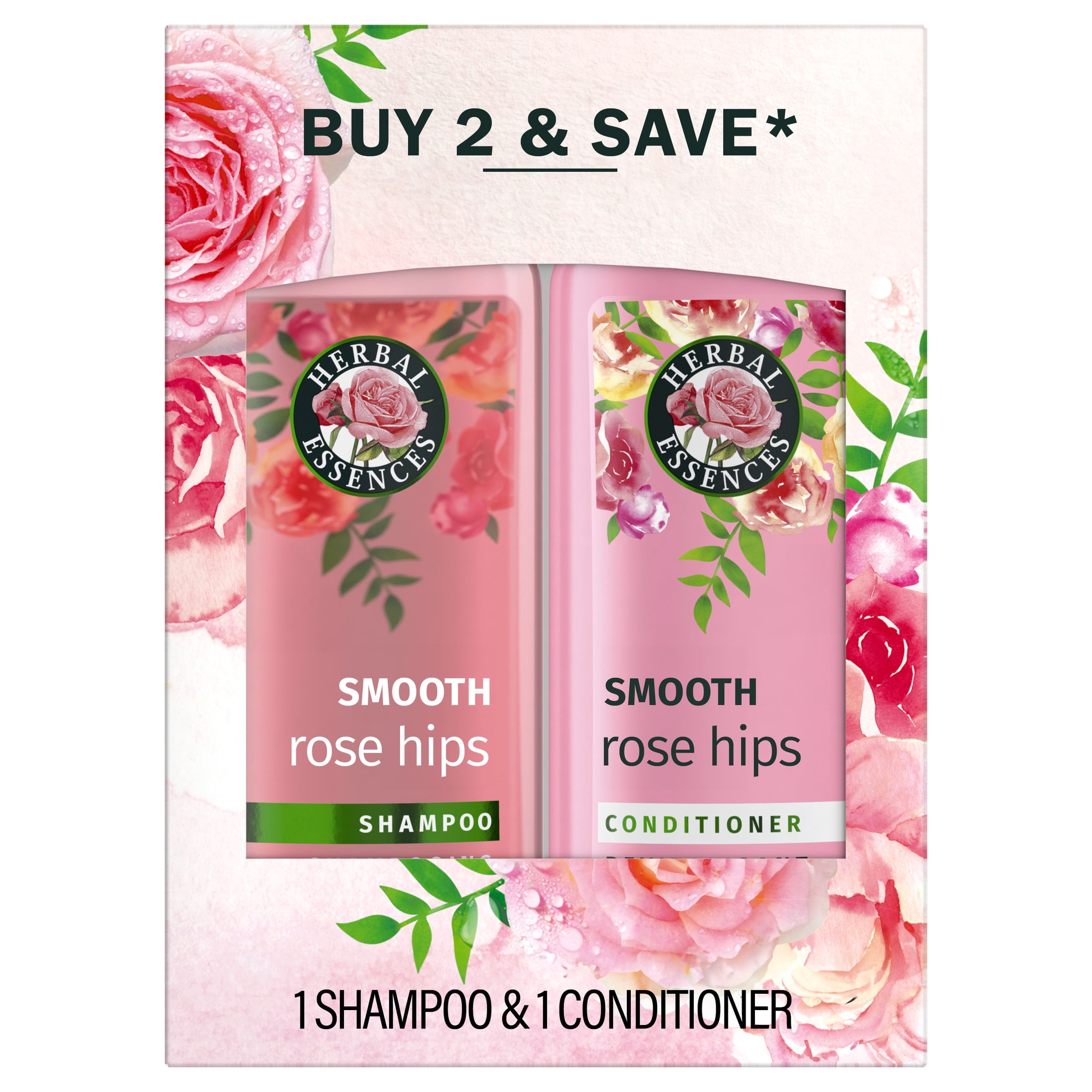 (4 pack) Herbal Essences Shampoo and Conditioner Set, All Hair Types, Rose Hips, 13.5 fl oz 2 Ct