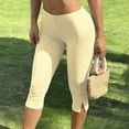 thumbnail image 4 of Dagugfen Yoga Capris for Women Straight Slim Leg Fitness Elastic Waist Slit Bottom Athletic Activewear Capri Pants, 4 of 7